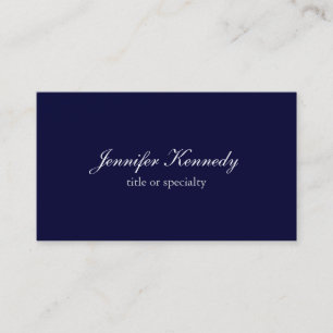 Plain Navy Blue Simple Classical Handwriting Business Card