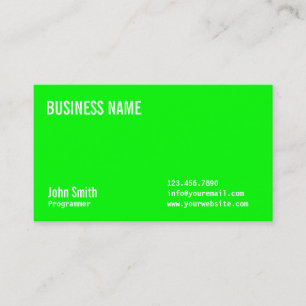 Plain Neon Green Programmer Business Card