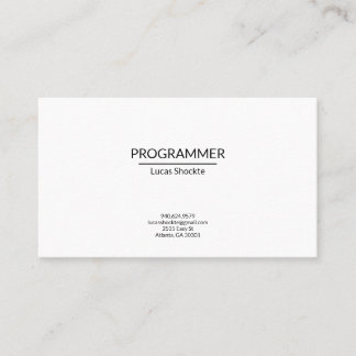 Plain One-Sided Business Card - Minimalist Design