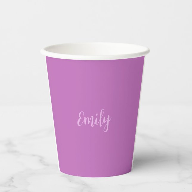 Plain Orchid & Lilac Modern Minimalist Paper Cups (Front)