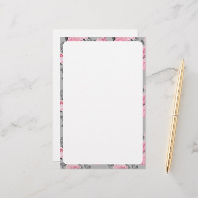 Plain paper with a floral border (Front/Back In Situ)