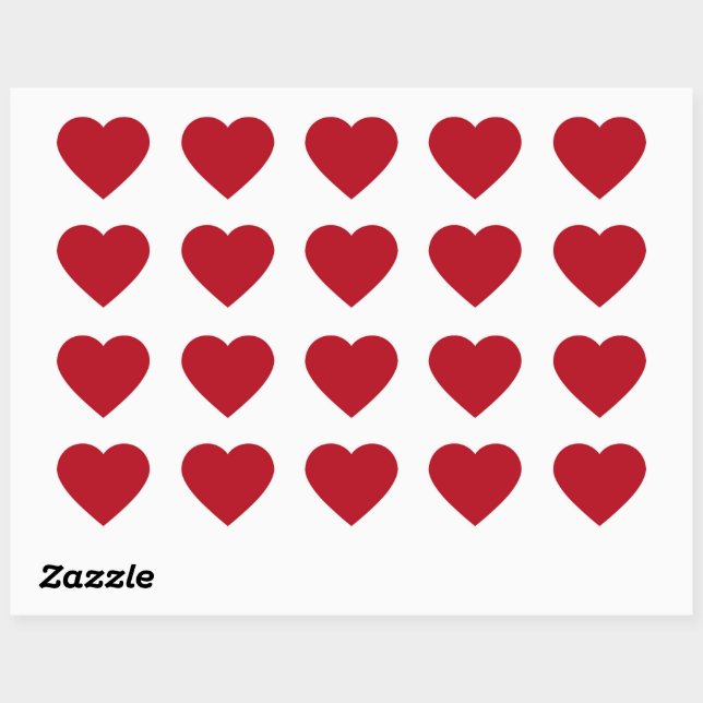 Plain paprika red heart sticker (Sheet)