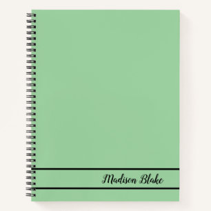 Plain Pastel Green Minimalistic Customizable Name Notebook