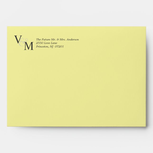 Plain Pastel Yellow Wedding Invite Envelopes (Front)