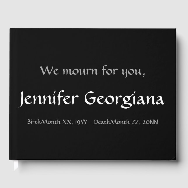 Plain, Personalized Condolences Guestbook (Front)