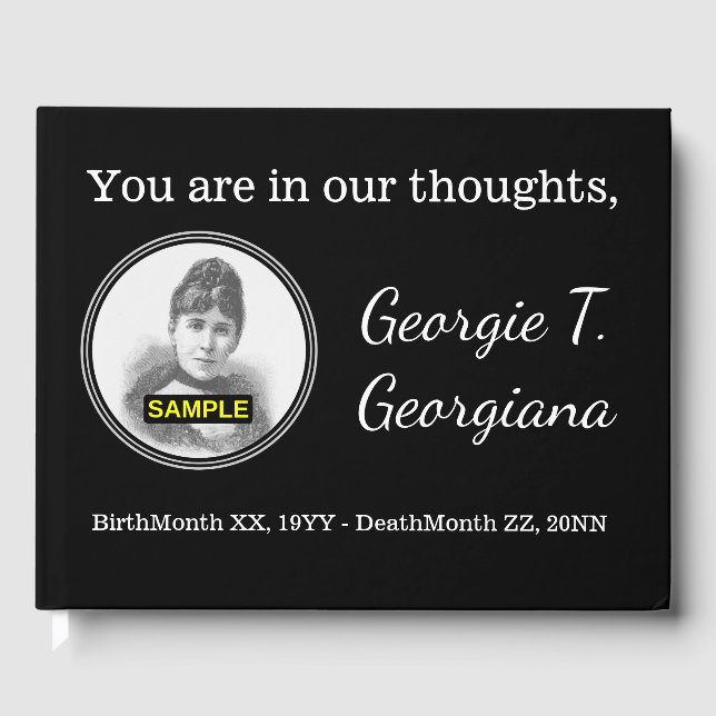 Plain, Personalized Funeral/Memorial Guest Book (Front)