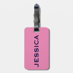 Plain Pink And Navy Blue Luggage Tag