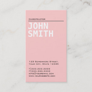 Plain Pink Chiropractor Business Card