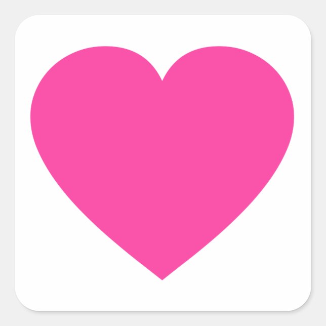 Plain Pink Heart Square Sticker (Front)