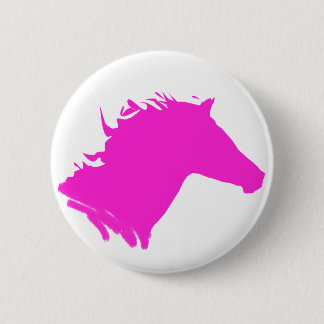 Plain pink horse head 2 inch round button