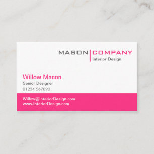 Plain Pink & White Stylish Business Card