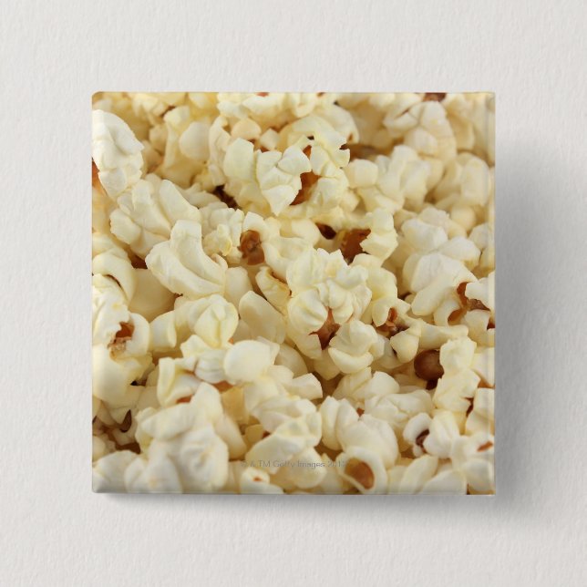Plain popcorn close up. 2 inch square button (Front)