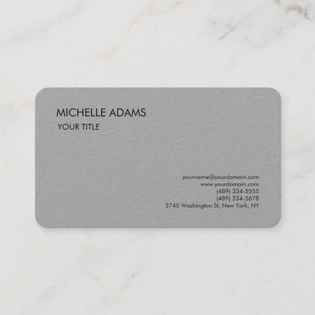 Plain Premium Grey Simple Professional Modern Business Card (Front)
