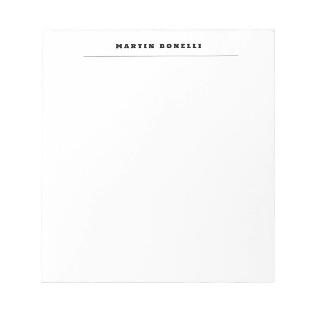 Plain Professional Black & White Minimalist Notepad (Front)
