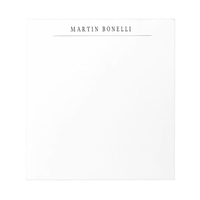 Plain Professional Black & White Minimalist Notepad (Front)