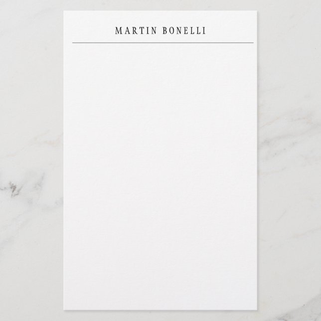 Plain Professional Black & White Minimalist Stationery (Front)