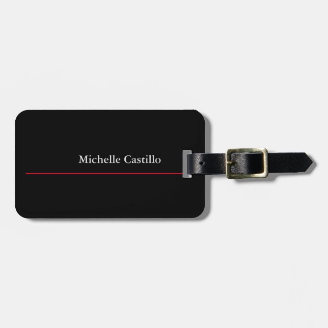 Plain Professional Modern Black Grey Red Luggage Tag (Front Horizontal)