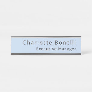 Plain Professional Modern Minimalist Blue  Desk Name Plate