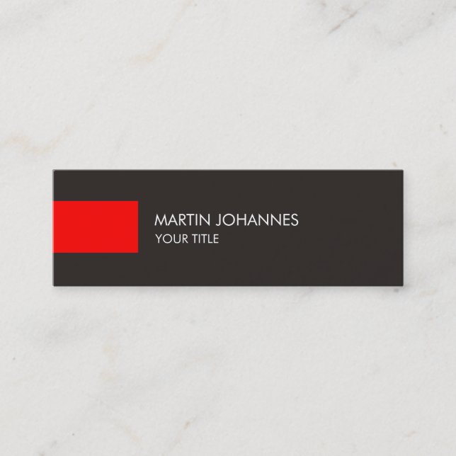 Plain Professional Red Grey Slim Business Card (Front)