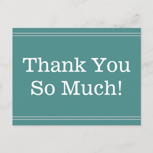 Plain, Professional "Thank You So Much!" Postcard (Front)
