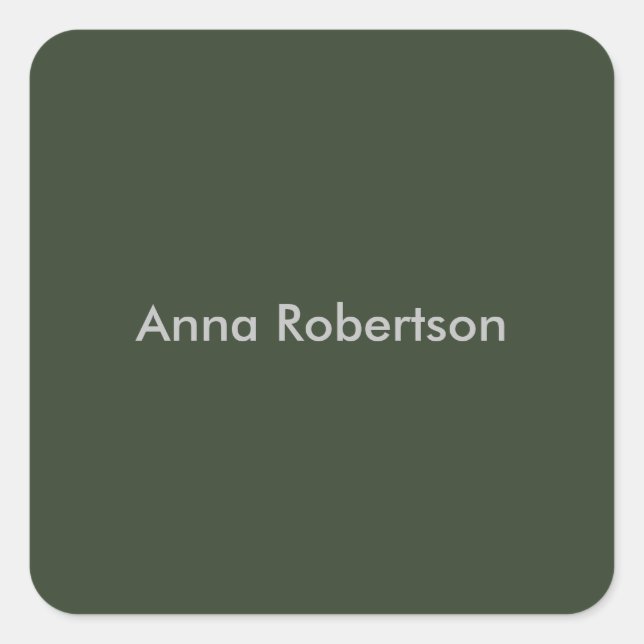 Plain Professional Trendy Minimalist Name Square Sticker (Front)
