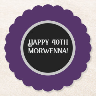 Plain Purple Dark Goth Paper Coaster