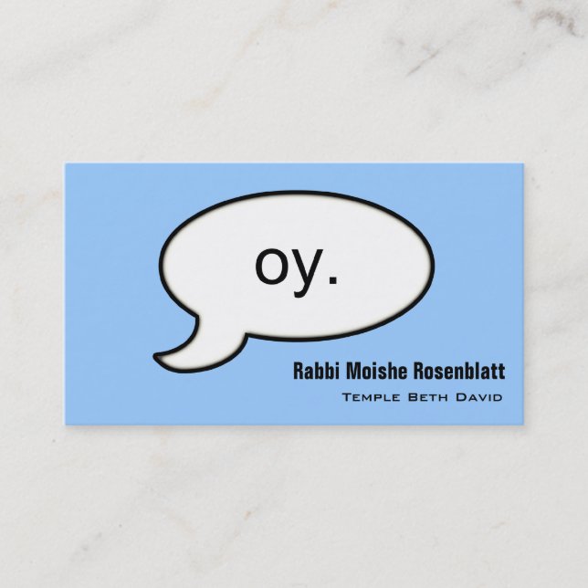 Plain Rabbi "Oy" Cloud Professional Business Card (Front)
