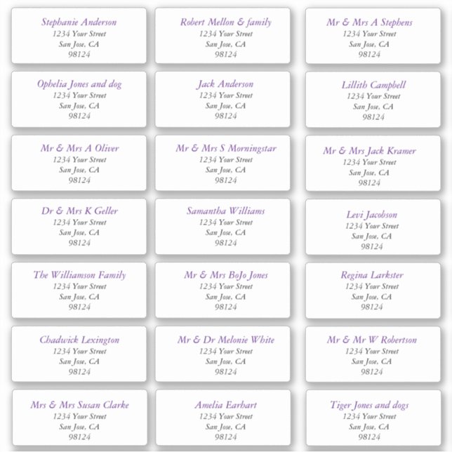 Plain Recipient Address Labels (Front)