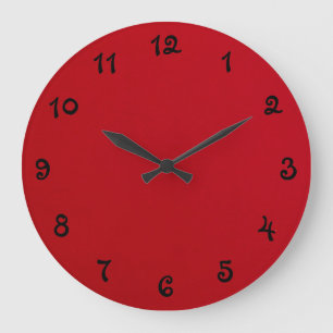 Plain Red Colour Large Clock