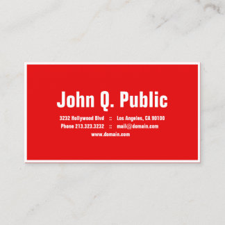 Plain Red Colour White Border Business Card