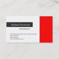 Plain Red Grey White Photography Business Card