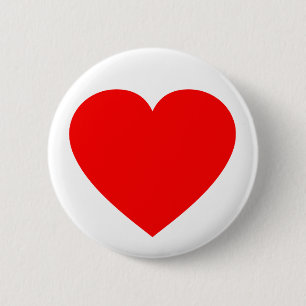 Plain Red Heart 2 Inch Round Button