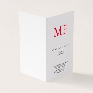Plain Red Monogram Cute Minimalist Plain Business Card