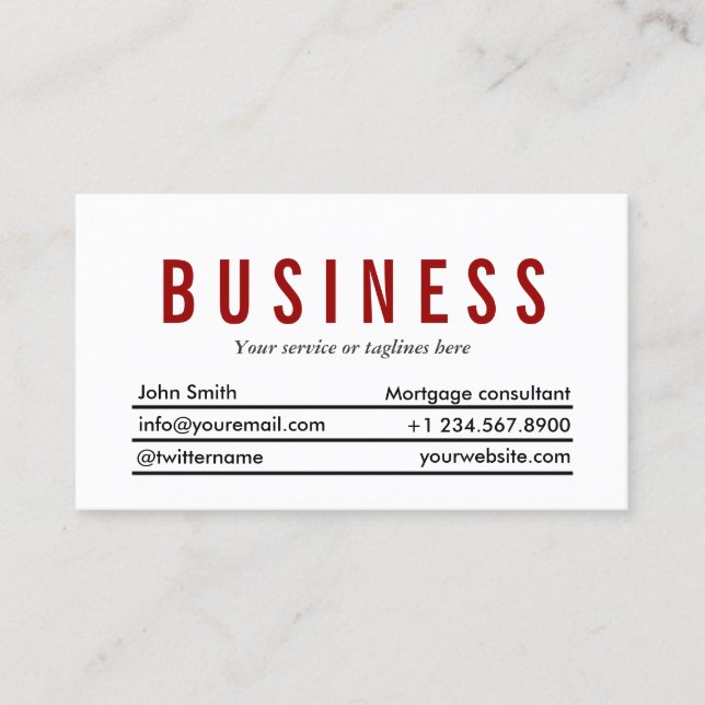 Plain Red Title Mortgage Agent Business Card (Front)