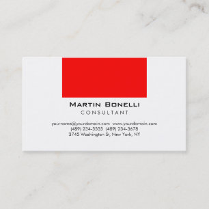 Plain Red White Consultant Business Card