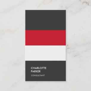 Plain Red White Grey Trendy Minimalist Modern Business Card