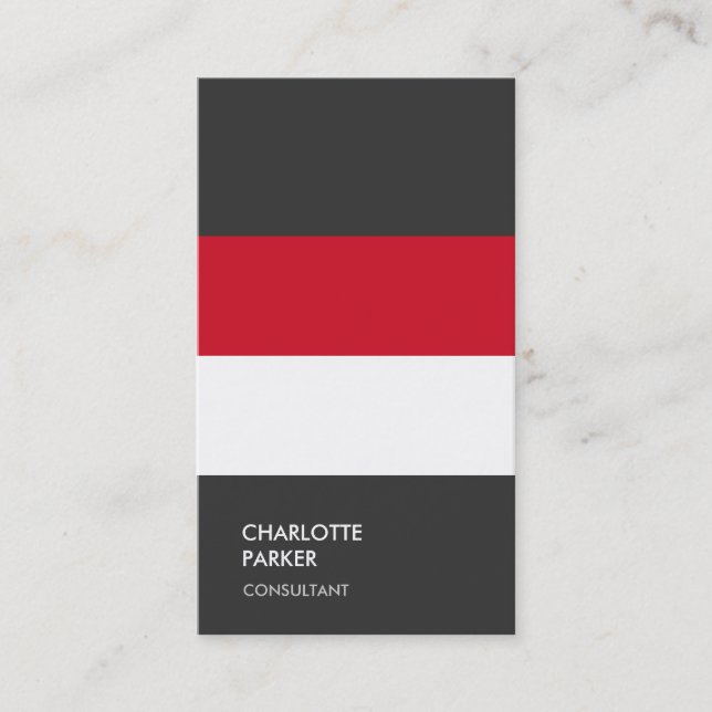 Plain Red White Grey Trendy Minimalist Modern Business Card (Front)