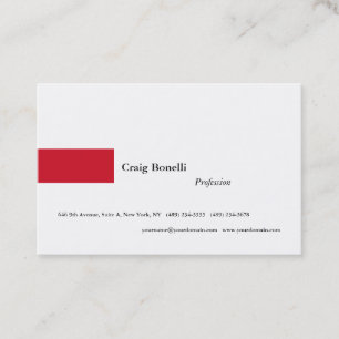 Plain Red White Minimalist Modern Professional Business Card