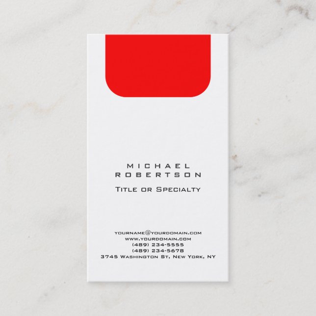 Plain Red White Monogram Professional Minimalist Business Card (Front)