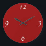 Plain Red with white >Minimalist Wall Clocks<br><div class="desc">A very plain red round wallclock with four white numerals.Minimalistic in design this acrylic finish clock can be customised to change the shape to square,  and number colours.</div>