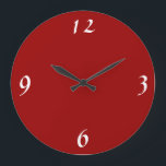 Plain Red with white >Minimalist Wall Clocks<br><div class="desc">A very plain red round wallclock with four white numerals.Minimalistic in design this acrylic finish clock can be customised to change the shape to square, and number colours.</div>