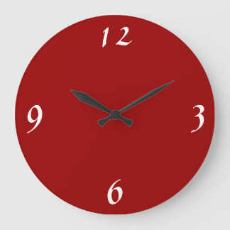 Plain Red with white >Minimalist Wall Clocks