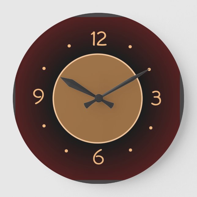 Plain RedBrown with Tan Center  Kitchen Clock (Front)