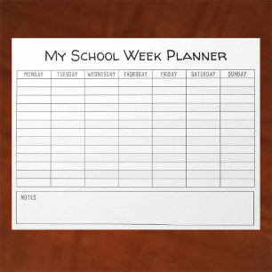 Plain School Week Planning Chart Notepad