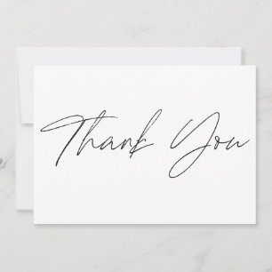 Plain Script Wedding Thank You Cards White