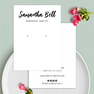 Plain Signature Script White Earring Jewellery Business Card
