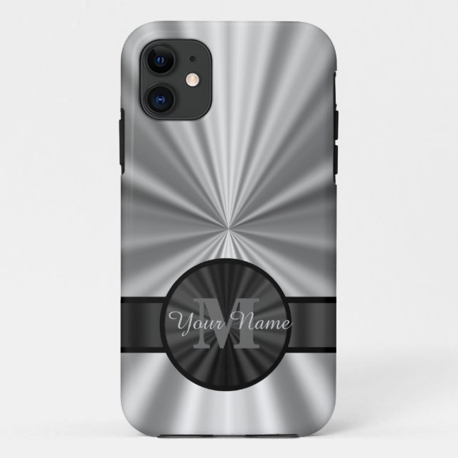 Plain silver personalized monogram Case-Mate iPhone case (Back)