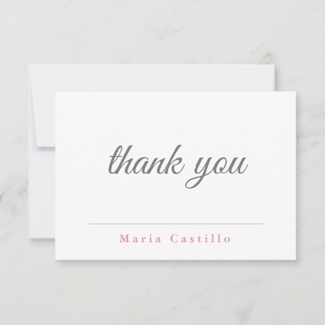 Plain Simple Black White Minimalist Thank You Card (Front)
