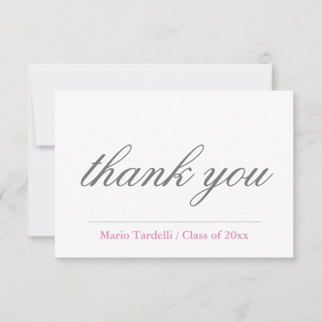 Plain Simple Black White Minimalist Thank You Card (Front)