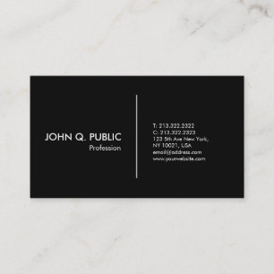 Plain Simple Black White Modern Professional Business Card